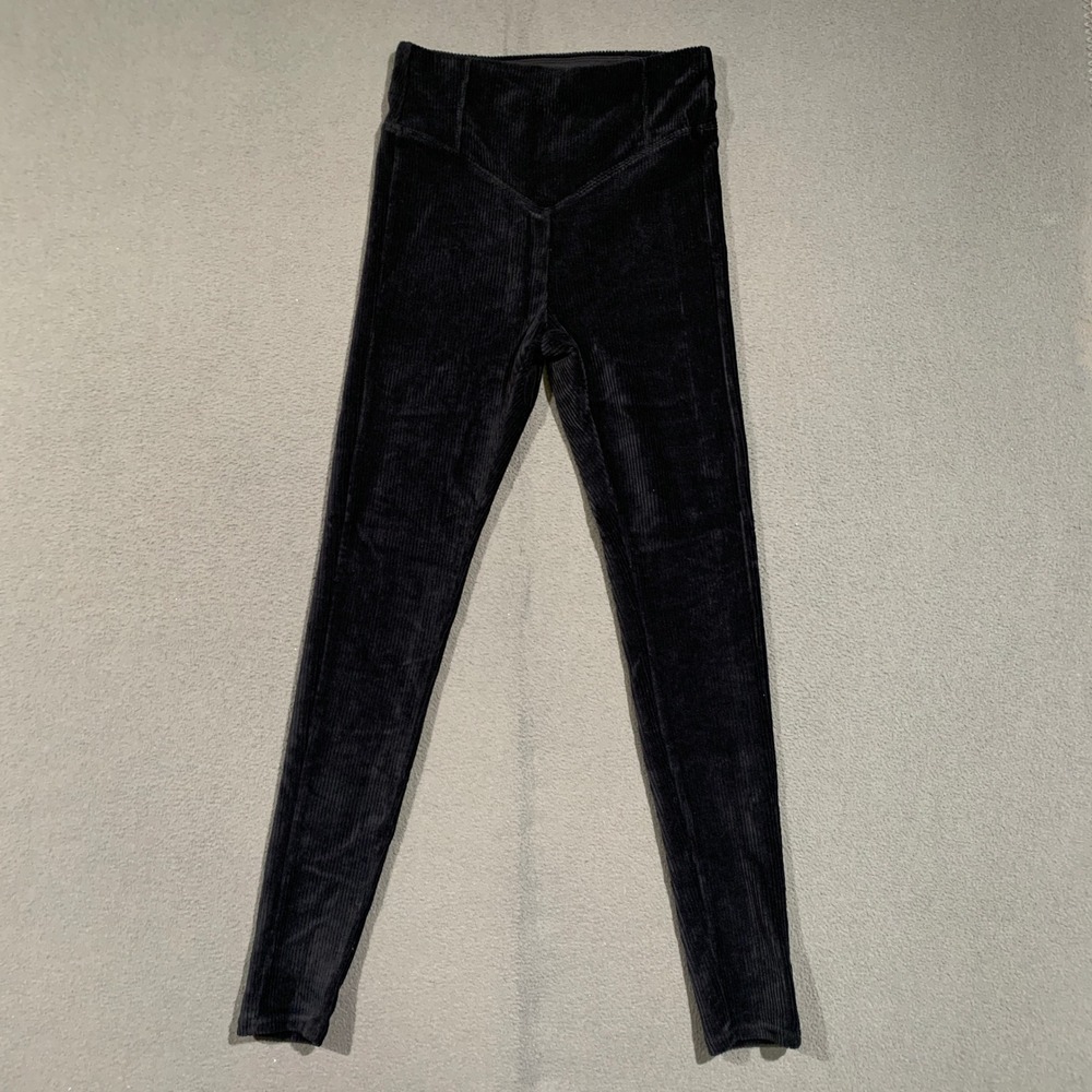 Serra Corduroy Leggings Women Small 4-6 Black High Rise Stretch Skinny Pants